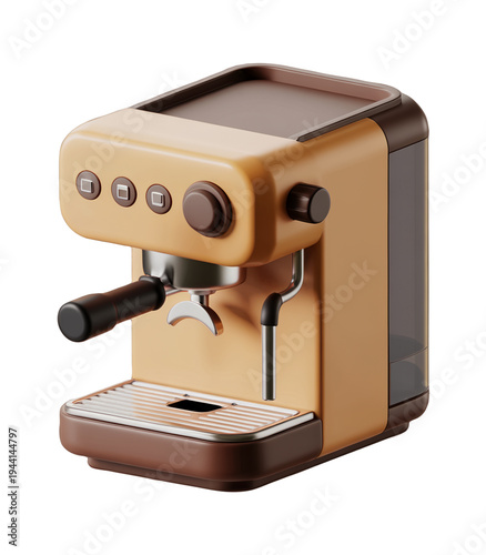 Modern Home Espresso Coffee Machine with Steam Wand and Portafilter in Warm Beige Color Stylish Compact Kitchen Coffee Appliance for Cappuccino and Latte Lovers