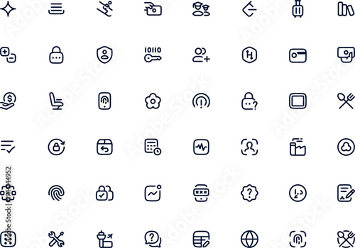 Security and User Management UI Line Icon Set for Mobile App