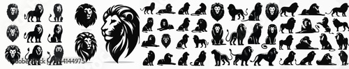 Vector set image silhouette of lion