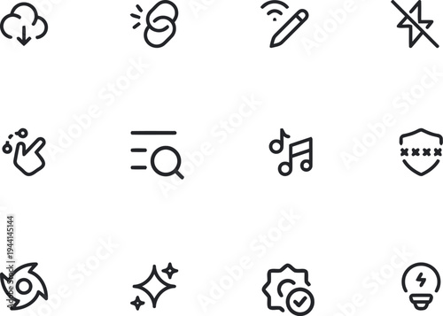 Minimalist Thin Line Music and Creative Tool Icon Collection