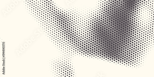 Hexagon Shapes Vector Abstract Geometric Technology Oscillation Wave Isolated on Light Background. Halftone Hex Retro Simple Pattern. Minimal 80s Style Dynamic Tech Wallpaper