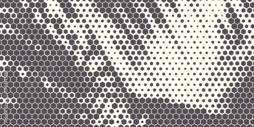 Hexagon Shapes Vector Abstract Geometric Technology Oscillation Wave Isolated on Light Background. Halftone Hex Retro Simple Pattern. Minimal 80s Style Dynamic Tech Wallpaper