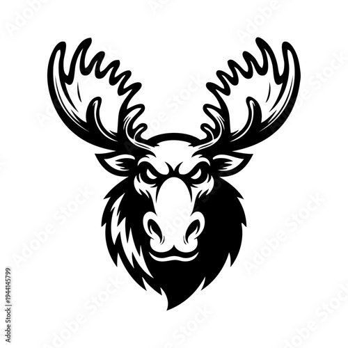 Dibujo sencillo con líneas de la cabeza de un alce enojado
