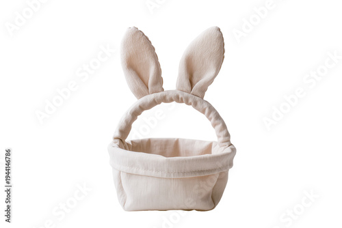 Wall Mural Charming light beige fabric Easter bunny ear basket, a delightful empty containe