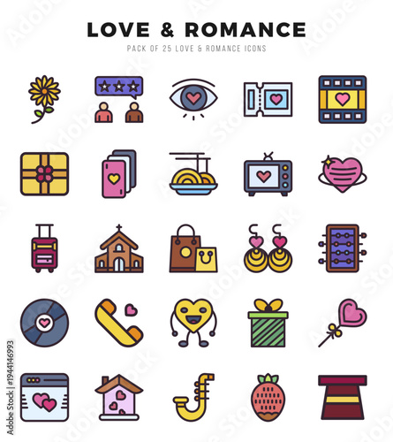 icons set. Love & Romance for web. app. vector illustration.