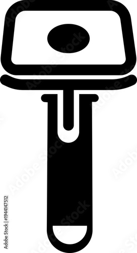 QR code scanner icon in black flat style featuring barcode reader, scanning device, digital sensor, POS technology, retail equipment and automation synonym elements for payment systems