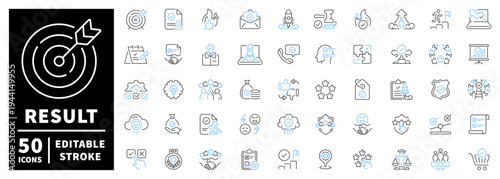 Business success icons set. editable line icons, linear, professional symbols