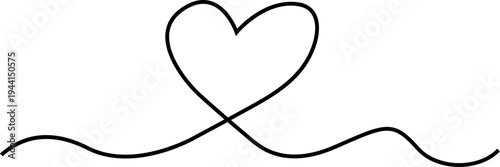 hand drawn continuous line heart love symbol minimal romantic design