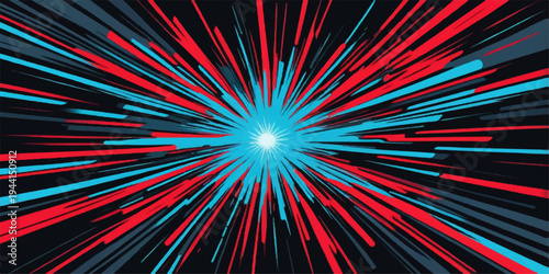 Abstract Colorful Energy Burst with Rays and Fractal Light