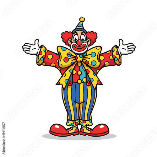 Happy Clown with Open Arms and Big Bow Tie.
