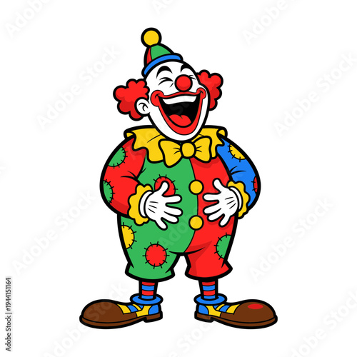 Happy Clown Laughing Out Loud in Colorful Costume.