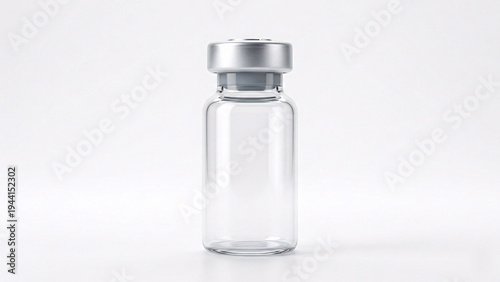 Blank clear glass medical vial bottle mockup.