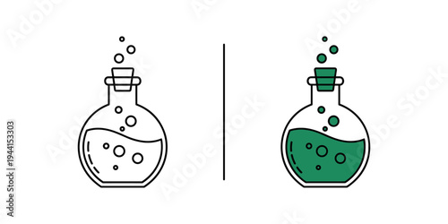 Two Flasks With Bubbling Liquid