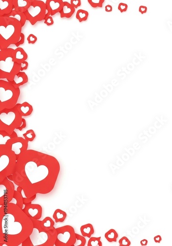Social Media Hearts Frame, Like Button Background, Valentine's Day Concept