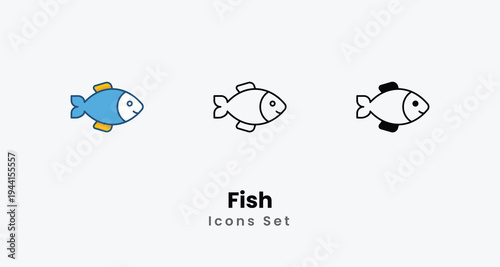 Fish icons set vector stock illustration