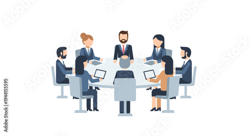 Business Meeting with Colleagues Around Table.