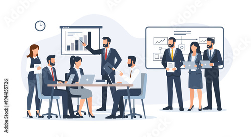 Business Professionals Discussing Data Charts.