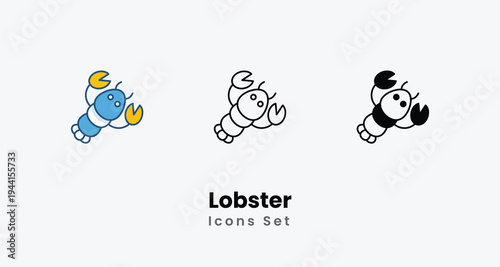 Lobster icons set vector stock illustration