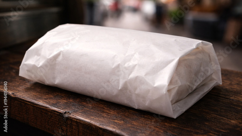 Blank white wax paper wrapping sandwich mockup.