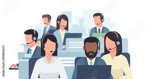 Customer Service Team Working Together.