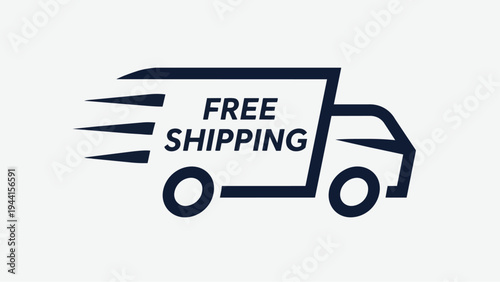 Free shipping delivery truck icon with motion lines on for fast delivery and logistics concepts