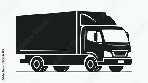 Black silhouette of a delivery truck with simple design