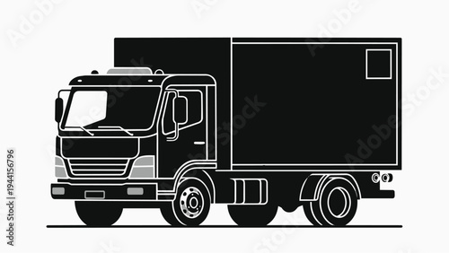 Black truck illustration for logistic and transportation concepts
