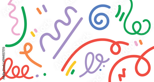 Vibrant colorful scribbles on white background