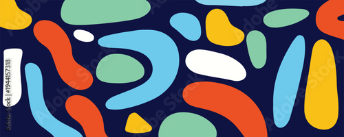 Vibrant abstract art with colorful shapes on dark background