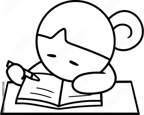 Person Leaning on a Book Writing with Pen