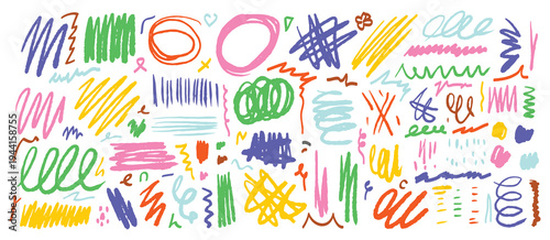 Vibrant abstract artwork with colorful scribbles and shapes