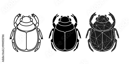 Scarab Beetle Icons Set