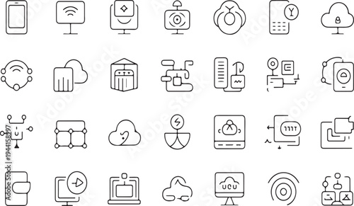Collection of various technology and internet related icons