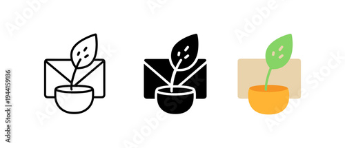 Minimalist plant icon set featuring linear and flat styles