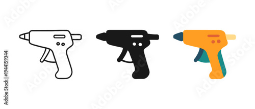 Colorful crafting tools: three stylish glue guns in different styles