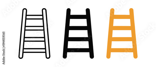 Minimalistic ladder trio in black, white, and yellow linear design