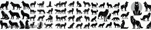 Vector set image silhouette of wolf