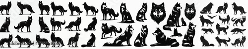 Vector set image silhouette of wolf