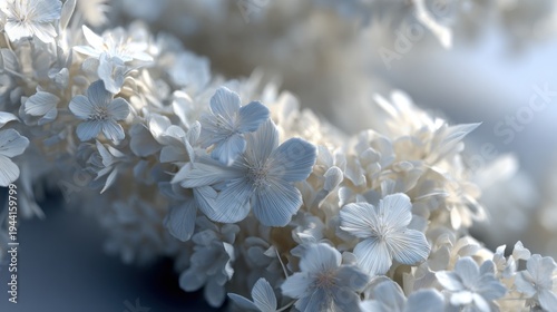 Ethereal bloomscape: A delicate dance of pristine petals in subtle pastel hues