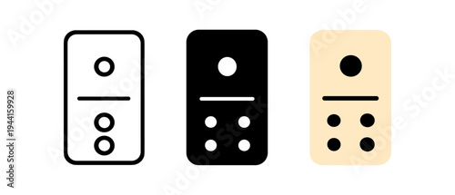 Flat style domino tile set in monochrome and beige variations
