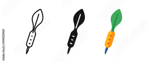 Evolution of dart design: outline, silhouette, and colorful icon styles