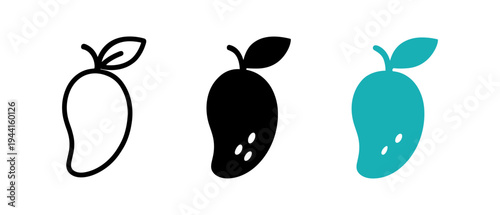 Minimalistic mango designs in line, solid, and color styles