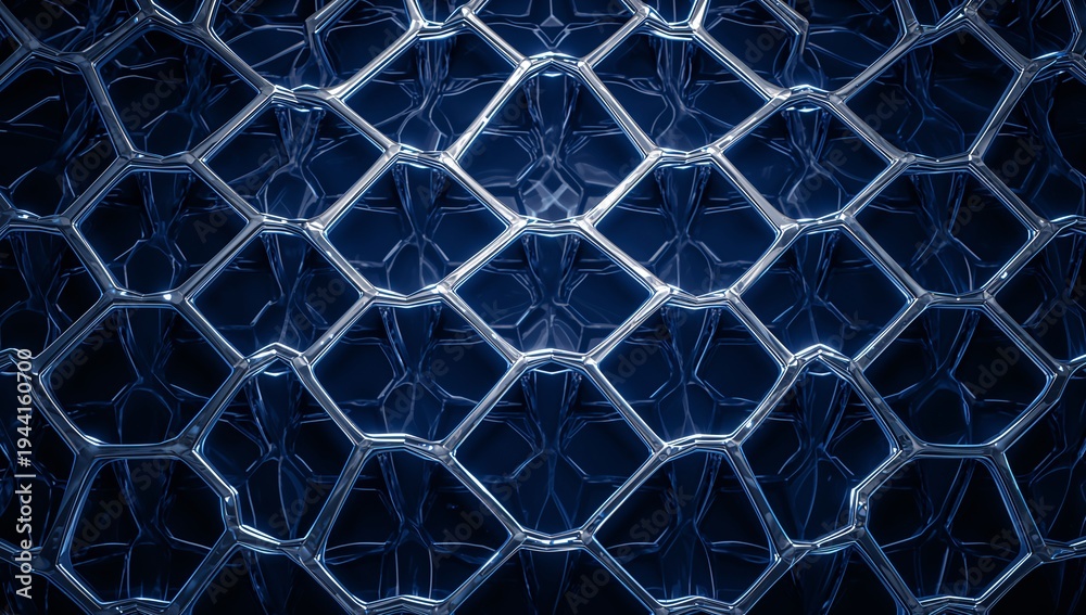 Fototapeta premium Intricate Honeycomb Pattern with Glossy Texture and Dark Background