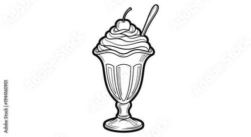 Ice Cream Sundae Outline