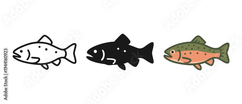 Colorful, outline, and silhouette fish design for nature enthusiasts and creatives