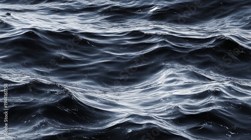 Serene Deep Ocean Surface with Gentle Low Key Waves Reflecting Gloomy Light and Subtle Movement