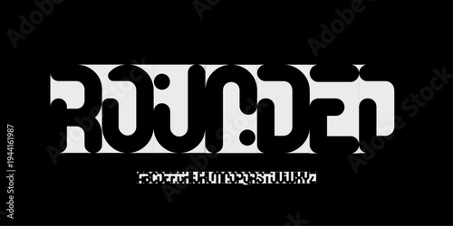 Rounded Futuristic Font Logo Alphabet Minimalistic Bold Letter Set Modern Typography, Abstract Futurist Typographic Design for Tech Title Text, Typo Poster Headline, Minimal Fonts. Vector Typeface