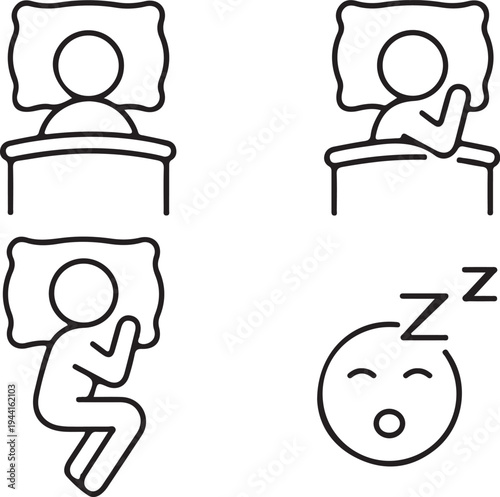 hand drawn sleeping black outline icon set vector illustration design collection art
