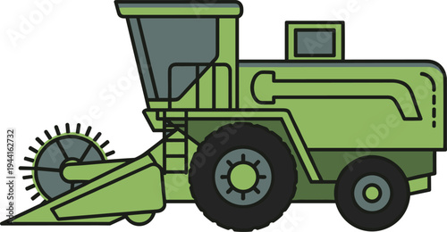 Agricultural combine harvester machine vector illustration featuring farming equipment crop harvesting technology and modern agriculture machinery