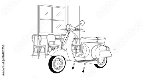 Vintage Scooter Outside Cafe